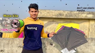 🔥Mono Kite  Testing  kite Cutting  Flying big kites  kite vlog [upl. by Doreg219]