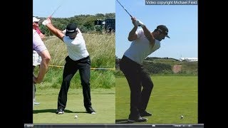 Jon Rahm golf swing  Long Iron faceon amp downtheline July 2017 [upl. by Darum]