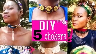 Easy 5 DIY Choker African Print Necklaces  Fastening ideas [upl. by Ellon]