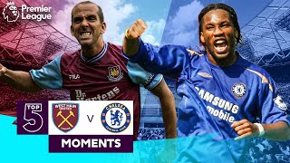 West Ham vs Chelsea  Top 5 Premier League Moments  Di Canio Drogba Lampard [upl. by Dusen]