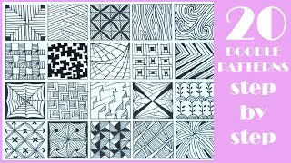 20 EASY Doodle Patterns  Step by Step  Zentangle patterns [upl. by Leah]