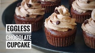 Eggless Chocolate Cupcake in Microwave Easy Cupcake Recipe  Frosting [upl. by Harriott688]