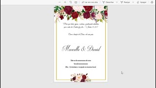 Como fazer convite de casamento no word [upl. by Ellasal]