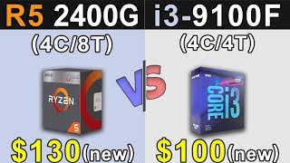 Ryzen 5 2400G Vs i39100F  New Games Benchmarks [upl. by Heisser]