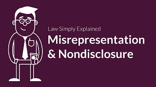 Misrepresentation and Nondisclosure  Contracts  Defenses amp Excuses [upl. by Hsinam]