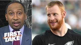 Stephen A shuts down the Carson Wentz vs Nick Foles debate  First Take [upl. by Aissenav]