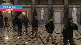 Rioters Walk Through Capitol Building Statuary Hall Outside of House Chamber  MSNBC [upl. by Silvester]