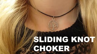 Easiest DIY Sliding Knot Choker Necklace Optional Choker [upl. by Elocin]