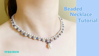 DIY Beaded necklace Jewelry making tutorial Pearl necklace [upl. by Shipp]