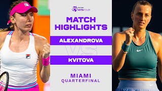 Ekaterina Alexandrova vs Petra Kvitova  2023 Miami Quarterfinal  WTA Match Highlights [upl. by Devad]