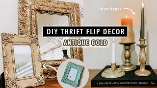 DIY THRIFT FLIP Antique Gold Decor Testing Techniques and Paints  XO MaCenna [upl. by Ida]