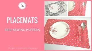 DIY Fabric Placemats Sew Easy Placemats with pocket Free Sewing pattern [upl. by Matthaus830]