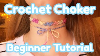 Easy Crochet Choker Beginner Tutorial  Super Cute [upl. by Elgna887]