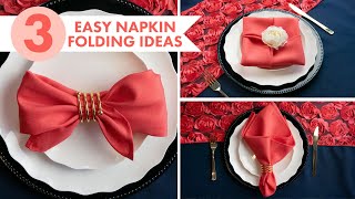 3 EASY Napkin Folding Ideas  Living Coral Place Settings  BalsaCirclecom [upl. by Vez480]