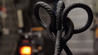 Blacksmithing  Forging a cooking tripod from re bar Camp fire tool Part1 The Forging [upl. by Ardua830]