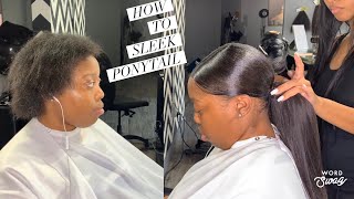 How to Sleek ponytail on short uneven hair [upl. by Attenat]