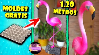 Diy flamenco o flamingo de 120 metros con masa de cartón de huevo y material reciclado M Gratis [upl. by Anem]