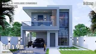 House Design  Simple House  7m x 9m 2 Storey  4 Bedrooms [upl. by Eidua20]