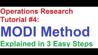 Operations ResearchOR Tutorial 4 MODI Method Explained in 3 Easy Steps [upl. by Olsson]