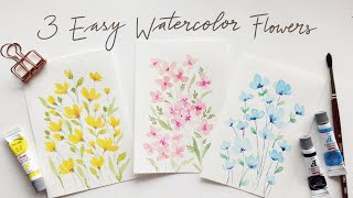 3 EASY beginner friendly watercolor flower doodles [upl. by Tindall]