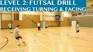 Futsal Training Drill Level 2 Receiving Turning and Facing [upl. by Melentha]