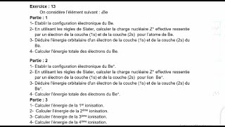 Exercice  13  Atomistique [upl. by Valentina]