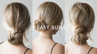 HOW TO 3 EASY Low Bun Hairstyles 💕 Perfect for Prom Weddings Work [upl. by Neerol316]