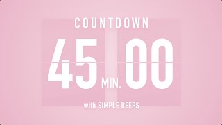 45 Min Countdown Flip Clock Timer  Simple Beeps 🌸🔔 [upl. by Acissj]