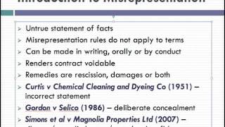 Misrepresentation Lecture 1 of 4 [upl. by Andres]