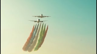 Flyover at the 2018 Formula 1 Abu Dhabi GP with Etihads A380 and 787 Dreamliner [upl. by Itsuj386]