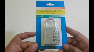 4 Digit Combination Padlock Resettable  How to Set amp Reset Code [upl. by Nohj183]